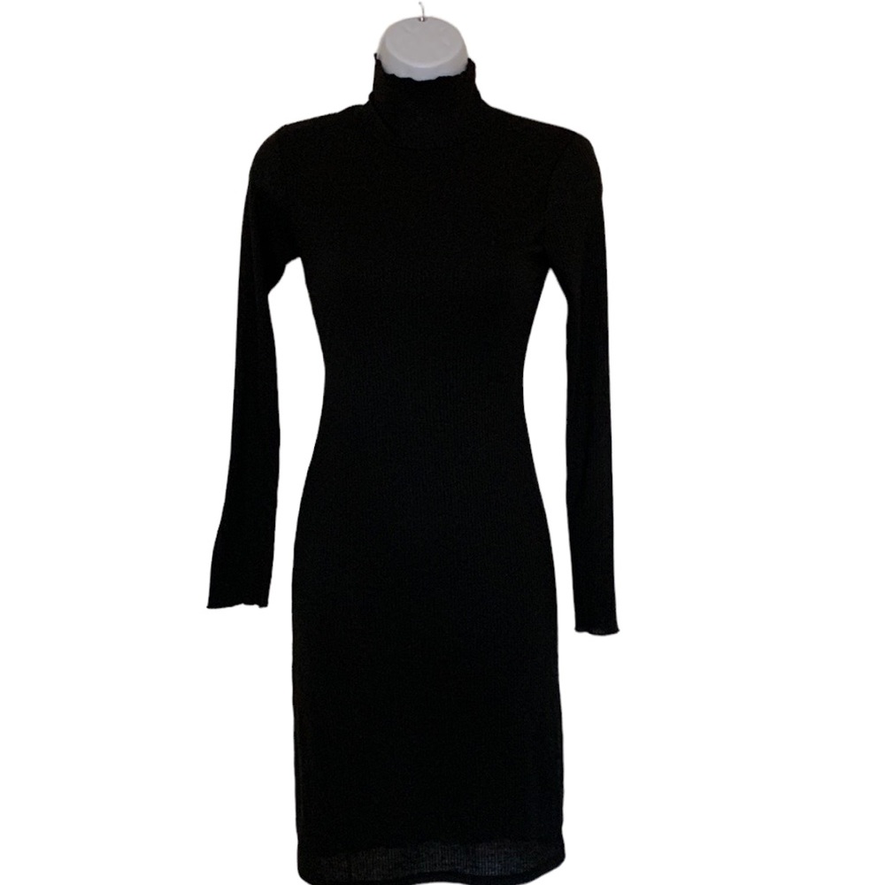 Velvet Torch Nordstrom “Ribbed “ black dress, mock turtleneck - Picture 3 of 7